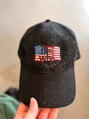 Vintage The Who Black Baseball Cap with Embroidered American Flag